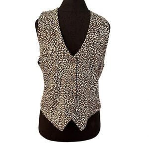 Vintage Natty Brand Animal Print Vest Novelty Buttons Medium